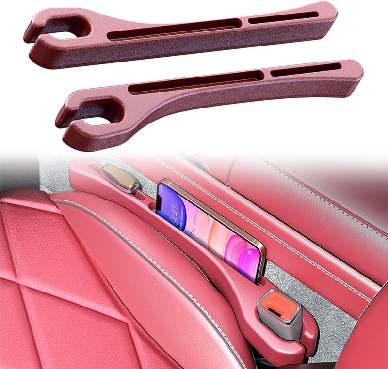 LevChall 2PCS Car Seat Gap Filler，Gap Stopper Fill Gap Between Seat and Console，Built-in Recessed Storage Organizer，Universal for Most Cars Trucks SUVs to Stop Things from Dropping（Red） - Image 1